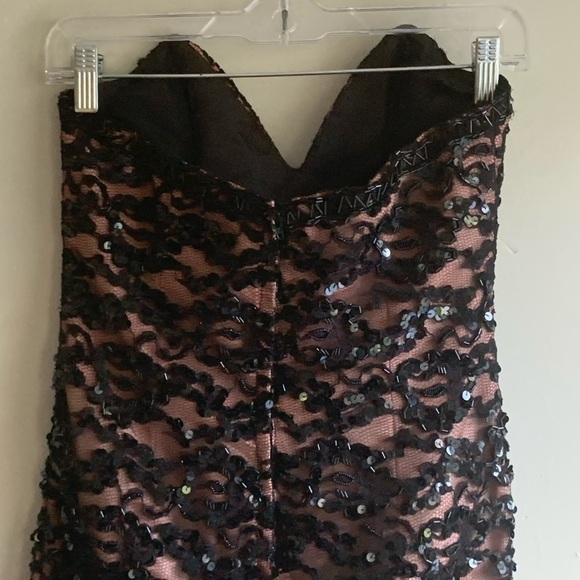 Lillie Rubin strapless Dress Black Brown lace 4 - Picture 5 of 9